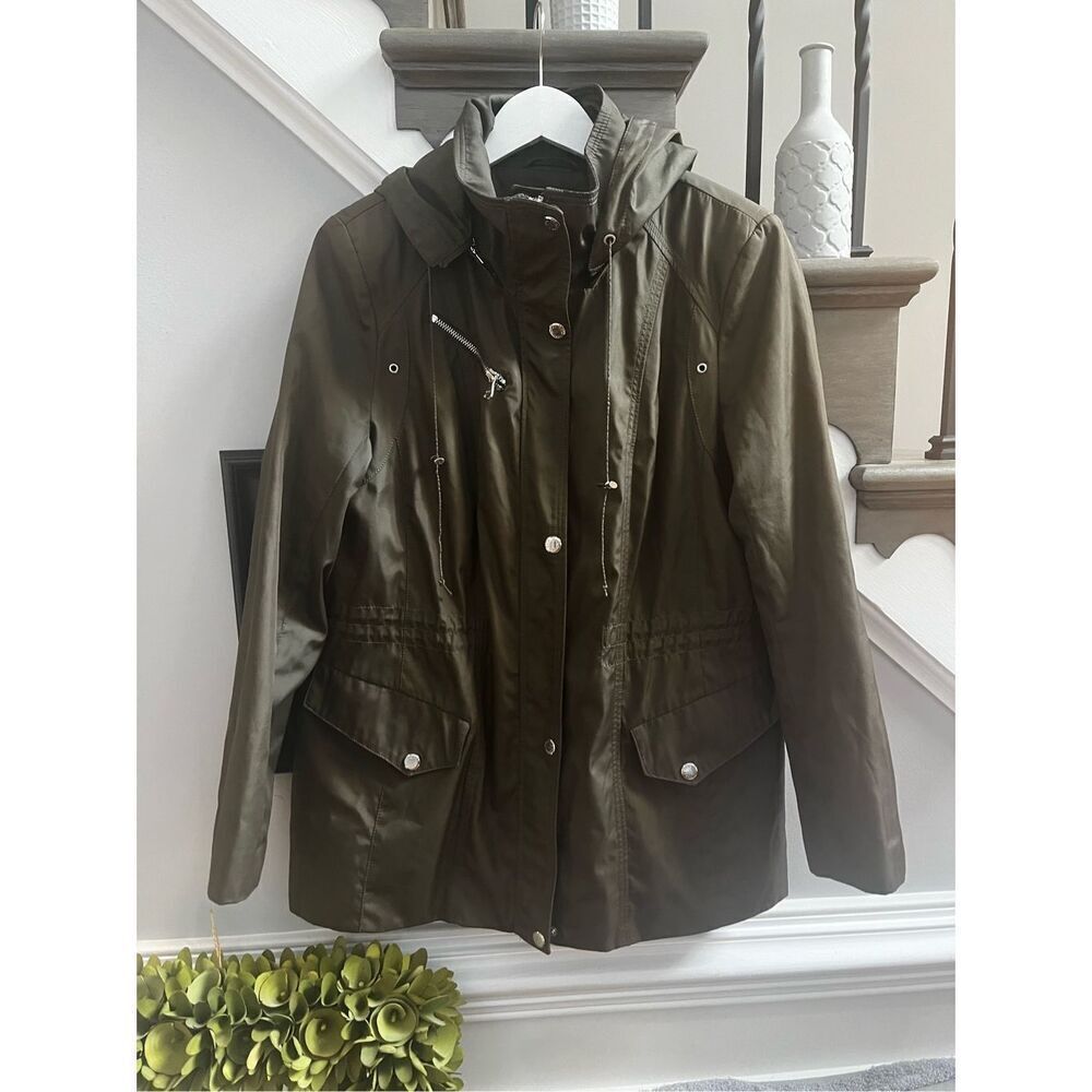 Andrew Marc New York Olive Green Water Resistant Utility Jacket sz L EUC